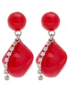 Completedworks Beaded Rhodium-plated Drop Earrings In Red
