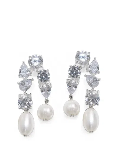 Completedworks Cascading Pearl And Zirconia Drop Earrings In Metallic