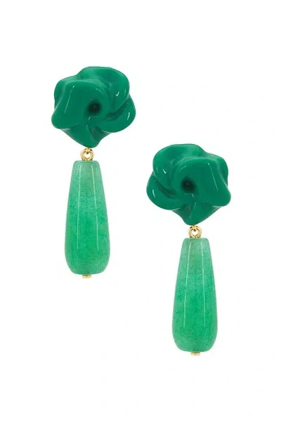 Completedworks Chalcedony Bead Earring In Green 18k Gold Plate
