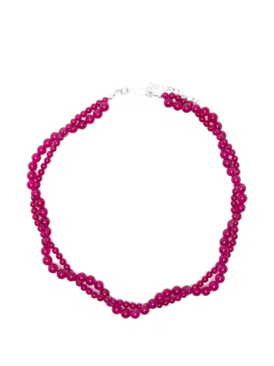 Completedworks Chalcedony-bead Necklace In Pink