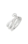 Completedworks Coil Cubic Zirconia Ring In Silver Plated