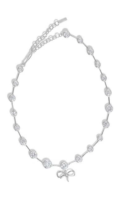 Completedworks Crystal And Silver-plated Bow Collar Necklace In Metallic