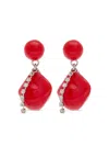 Completedworks Beaded Rhodium-plated Drop Earrings In Red