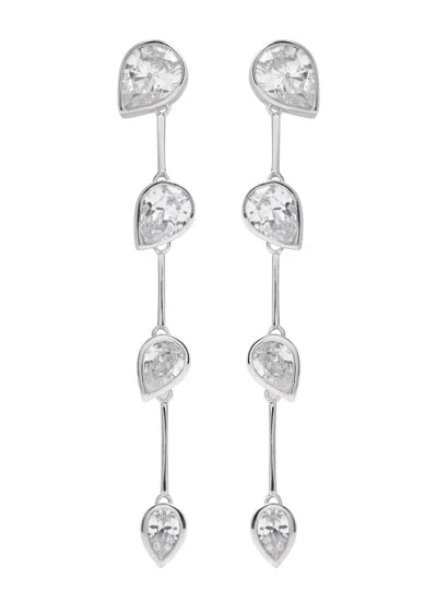 Completedworks Crystal-embellished Rhodium-plated Drop Earrings In Silver