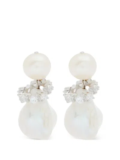 Completedworks Crystal-embellishment Pearl Earrings In Red
