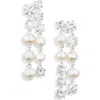 Completedworks Cubic Zirconia & Freshwater Pearl Drop Earrings In Silver Plated