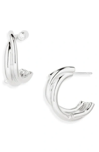 Completedworks Cubic Zirconia Hoop Earrings In Silver Plated