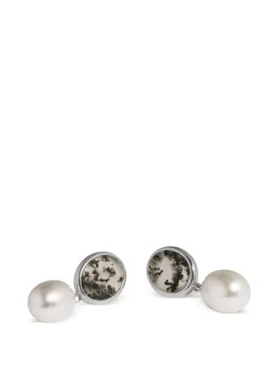 Completedworks Dendritic Agate Pearl Drop Earrings In Multi