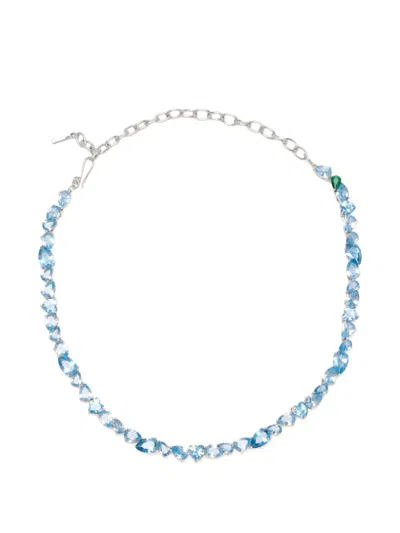 Completedworks Emerald-zirconia Chain Necklace In Blue
