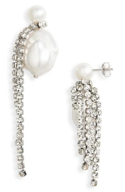Completedworks Faux Pearl & Rhinestone Drop Earrings In Yellow