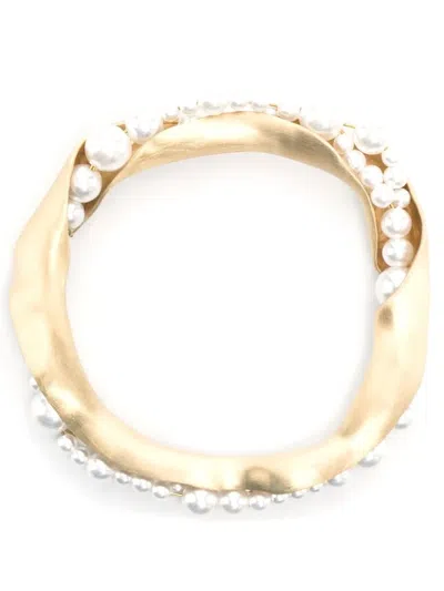 Completedworks Faux Pearl-embellished Napkin Rings In Metallic