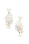 Completedworks Women's Pearl Carvings 18k Gold-plated Silver And Pearl Earrings In 18k Gold Plate