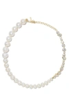 Completedworks Freshwater Pearl & Cubic Zirconia Necklace In White