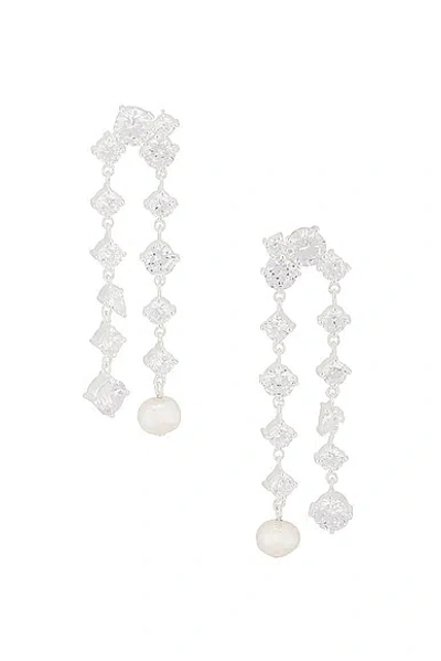 Completedworks Freshwater Pearl And Cz Earrings In Silver Plate