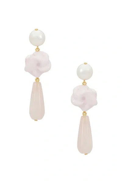 Completedworks Freshwater Pearl & Rose Quartz Earring In Pink 18k Gold Plate
