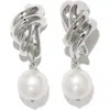 Completedworks Freshwater Pearl Drop Earrings In Silver Plated