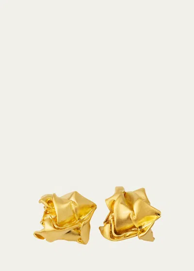 Completedworks Gold Plated Recycled Sterling Silver Crunched Stud Earrings In Yg