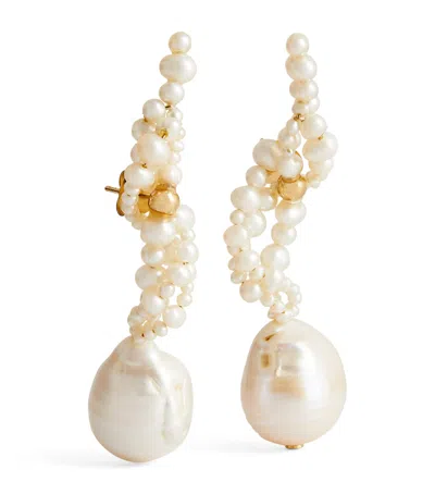 Completedworks Gold Vermeil And Pearl Gotcha Earrings In Silver