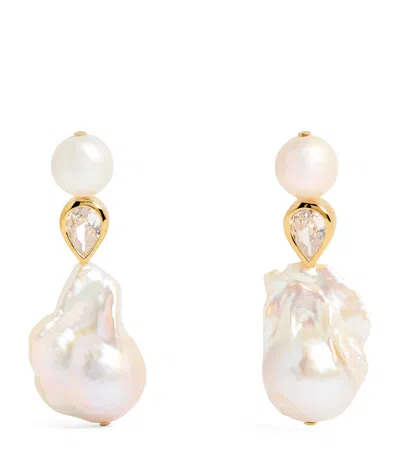 Completedworks Gold Vermeil, Crystal And Pearl Pulp Earrings In Silver