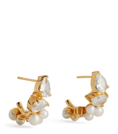 Completedworks Gold Vermeil, Zirconia And Pearl Chasing Shadows Earrings In Silver