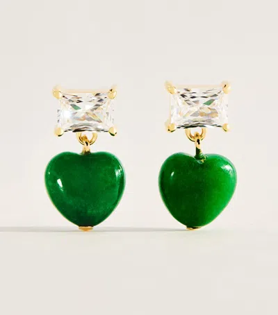 Completedworks Gold-plated The Heart's Window Drop Earrings In Green