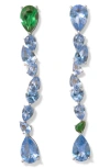 Completedworks Green Cubic Zirconia & Synthetic Spinel Mismatched Drop Earrings In Blue