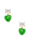 Completedworks Heart Bead & Cz Earrings In Gold Plated & Green