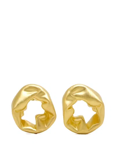 Completedworks Hollow Hammered-effect Earrings In Gold