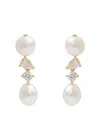 Completedworks Pearl And Crystal-embellished 18kt Gold Vermeil Drop Earrings In Pearl