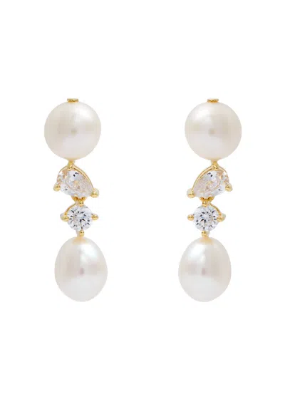 Completedworks Pearl And Crystal-embellished 18kt Gold Vermeil Drop Earrings In Neutral