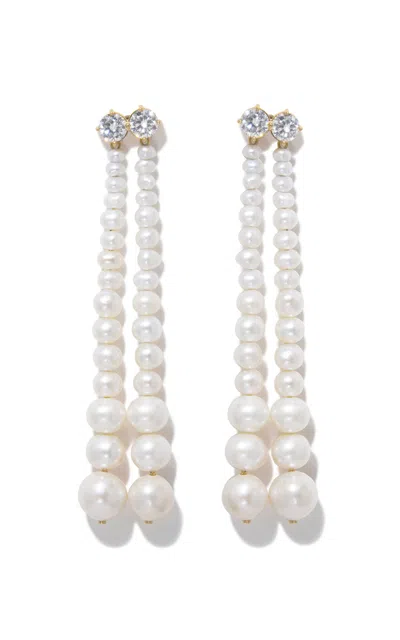 Completedworks Pearl And Crystal Long Drop Earrings In White