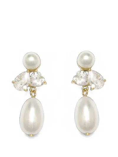 Completedworks Pearl And Zirconia Earrings In Gold