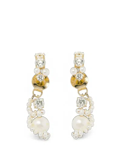 Completedworks Pearl And Zirconia Swirl Earrings In Gold