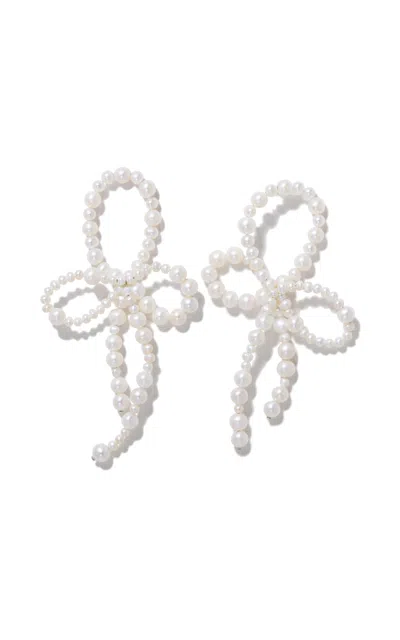 Completedworks Pearl Bow Drop Earrings In Metallic