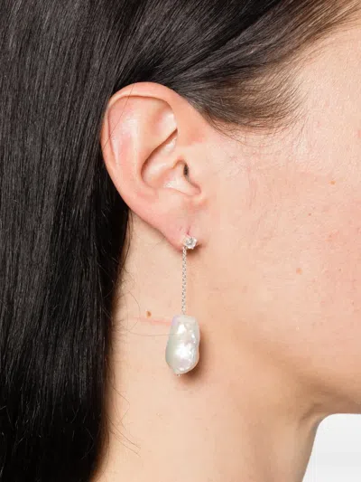 Completedworks Pearl Drop Earrings In Silver