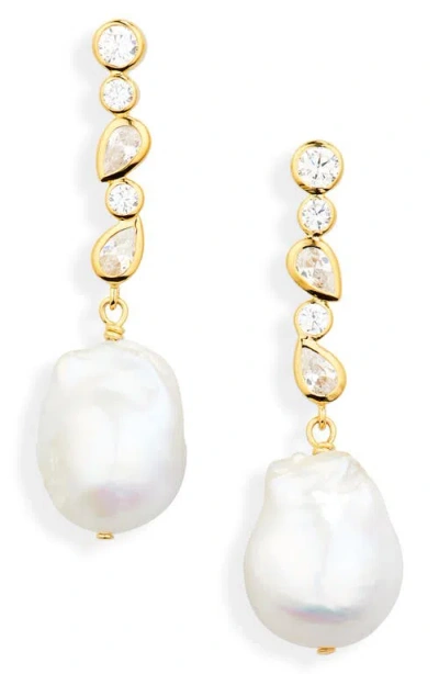 Completedworks Pitter-patter Freshwater Pearl Drop Earrings In 18ct Gold Plated