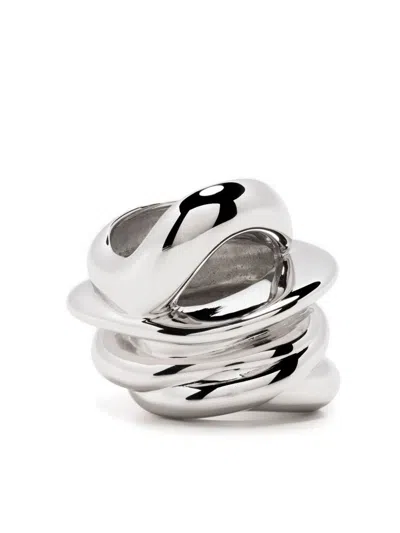 Completedworks Platinum-plated Clash Ring In Silver