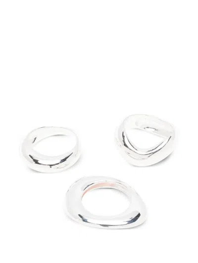 Completedworks Post Capital Ring (set Of Three) In Red