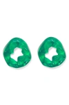 Completedworks Scrunched Resin Stud Earrings In Green 18ct Gold Plated