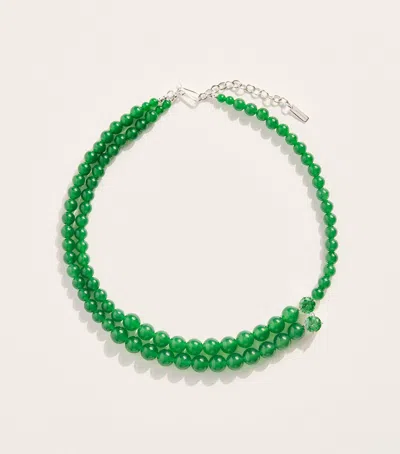 Completedworks Silver Cubic Zirconia Beaded Necklace In Green
