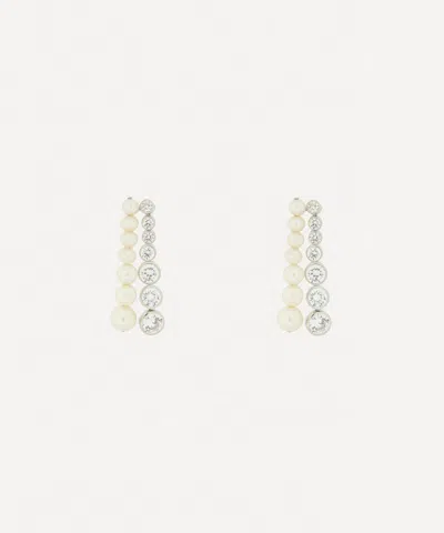 Completedworks Silver Pearl And Cz Drop Earrings