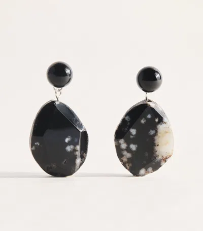 Completedworks Sterling Silver, Agate And Onyx Drop Earrings