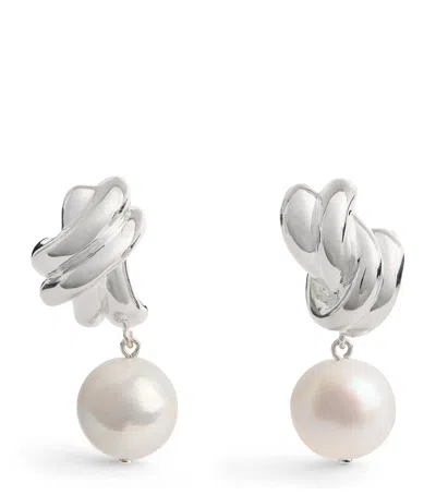 Completedworks Sterling Silver And Freshwater Pearl Drop Earrings