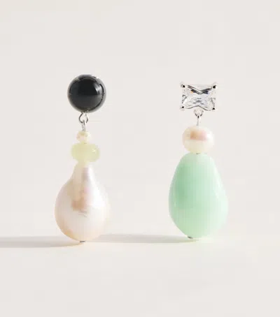 Completedworks Sterling Silver Mixed Bead Peat Asymmetric Drop Earrings