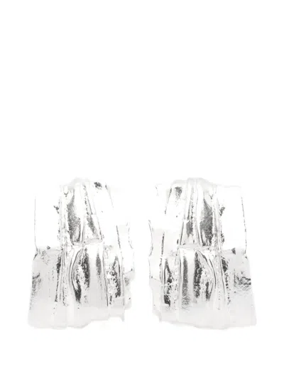 Completedworks Textured Hoop Earrings In White