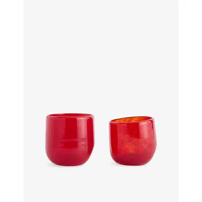 Completedworks Thaw Set Of Two Glass Dimple Cups Red