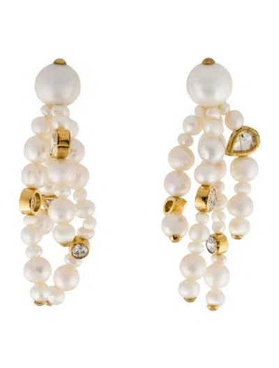 Pre-owned Completedworks The Bay Of Thoughts Pearl & Cubic Zirconia Chandelier In Transparent