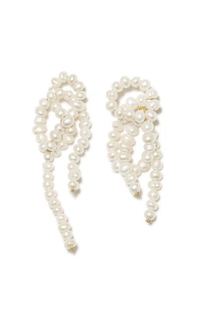 Completedworks The Break Between The Clouds Pearl Knot Drop Earrings In White