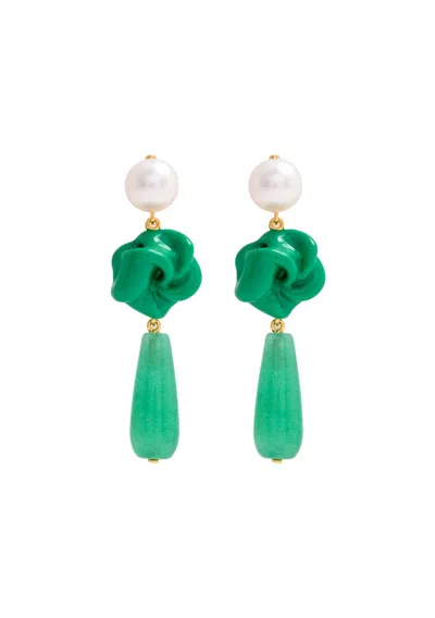 Completedworks The Depths Of Time 18kt Gold-plated Drop Earrings In Green