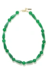 Completedworks The Depths Of Time Chalcedony Beaded Necklace In Green 18ct Gold Plated